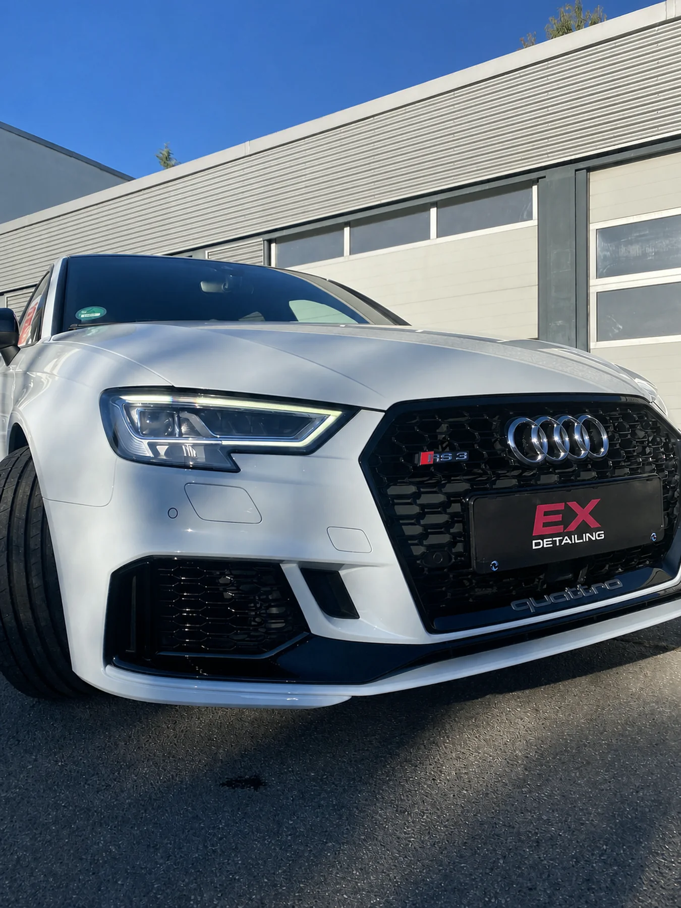 Detail: Audi RS3 Front mit sauber ausgearbeitetem Finish.